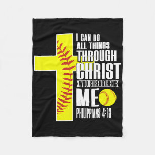 I Can Do All Things Through Christ Softll Christia Fleece Blanket