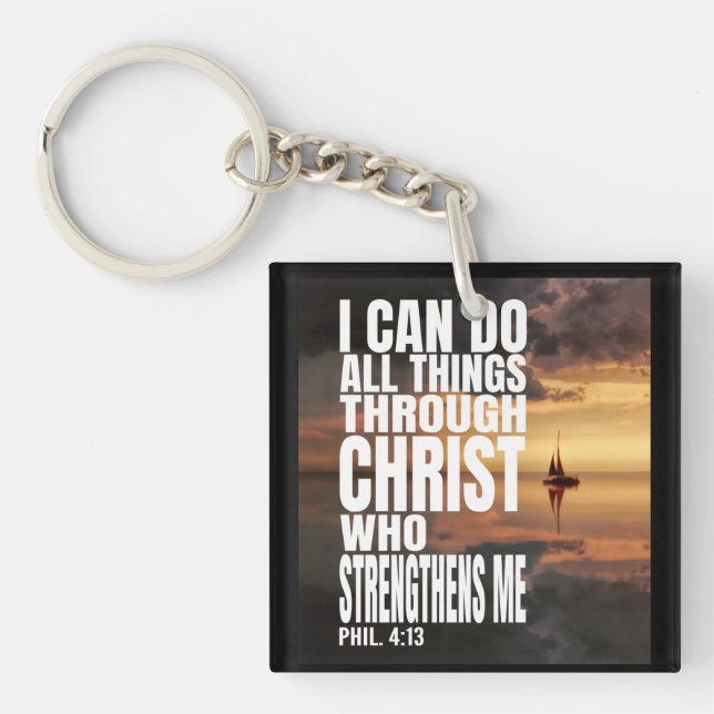I CAN DO ALL THINGS THROUGH CHRIST WHO STRENGTHENS KEYCHAIN (Front)