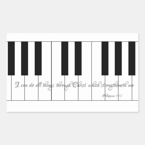 I Can Do All Things through Christ with Piano Keys Rectangular Sticker