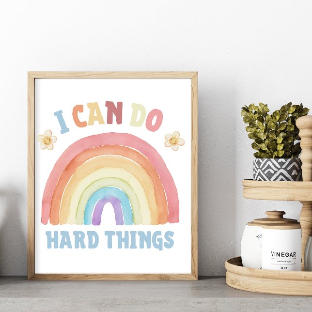 I can do hard things - Kids Positive Affirmation Poster (I can do hard things. Positive Affirmation for kids, #nursery #nurserydecor #positiveaffirmation)