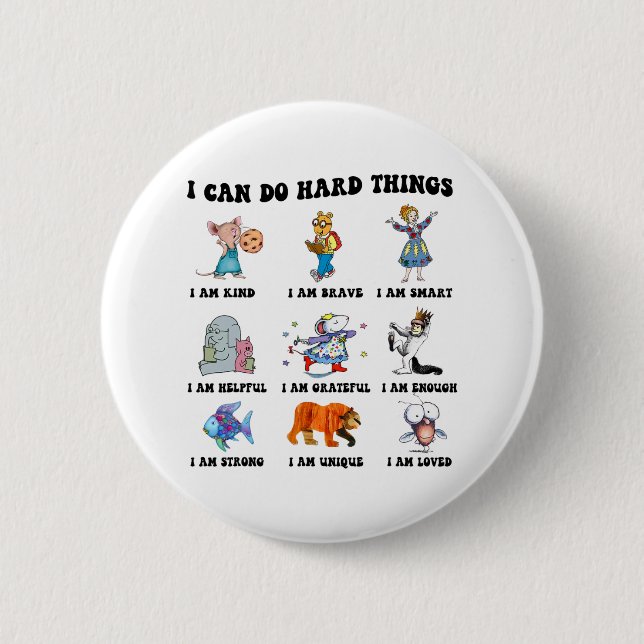 I Can Do Hard Things Teacher Back To School Childr Button (Front)