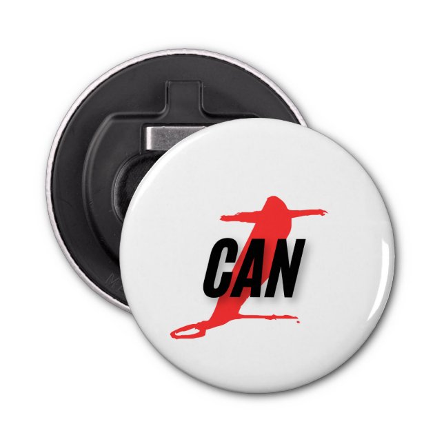 "I Can" Dynamic Red & Black Empowerment Word Art Bottle Opener (Front)