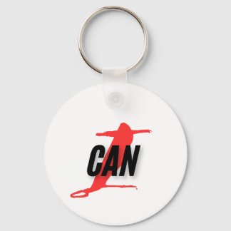 "I Can" Dynamic Red & Black Empowerment Word Art Keychain