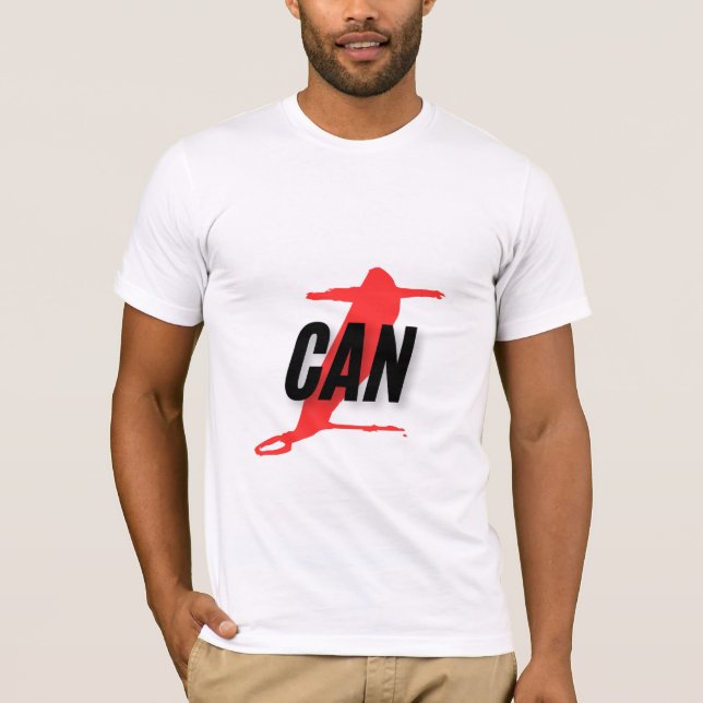 "I Can" Dynamic Red & Black Empowerment Word Art T-Shirt (Front)