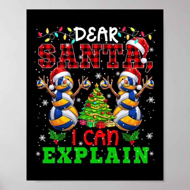I Can Explain Xmas Snowmen Playing Volleyball Play Poster (Front)