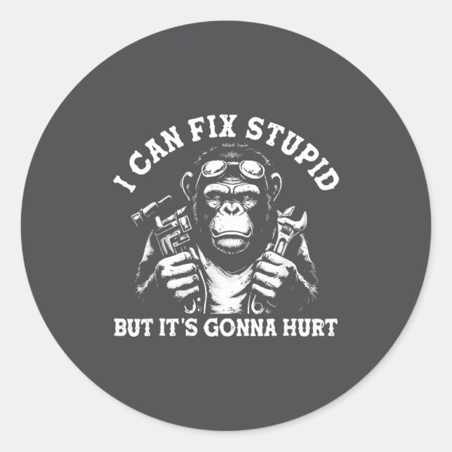I Can Fix Stud But It's Gonna Hurt Mechanic Funny  Classic Round Sticker (Front)