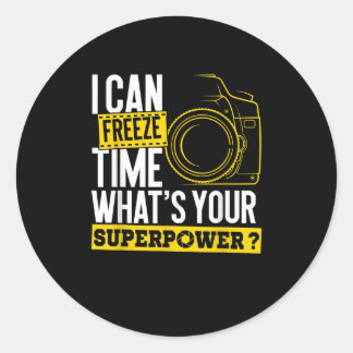 I Can Freeze Time Superpower Photographer Camera Classic Round Sticker