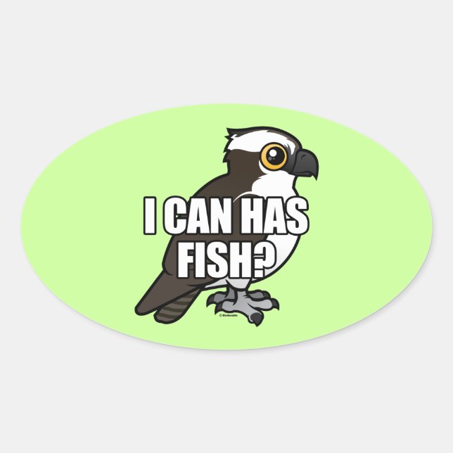 I Can Has Fish? Oval Sticker (Front)