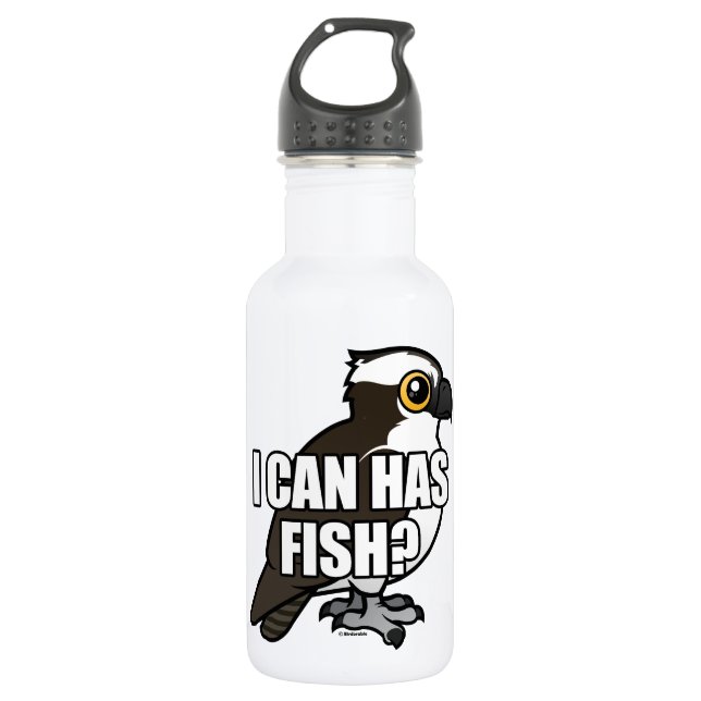 I Can Has Fish? Stainless Steel Water Bottle (Front)