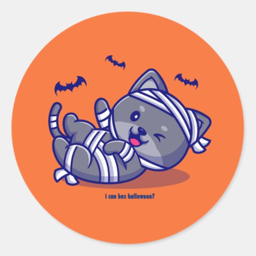 I Can Has Halloween Classic Round Sticker