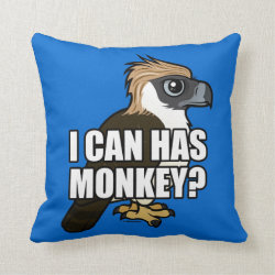 I Can Has Monkey? Philippine Eagle Cotton Throw Pillow