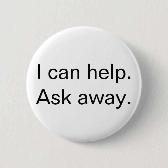 "I can help" Customer service button, white Button (Front)