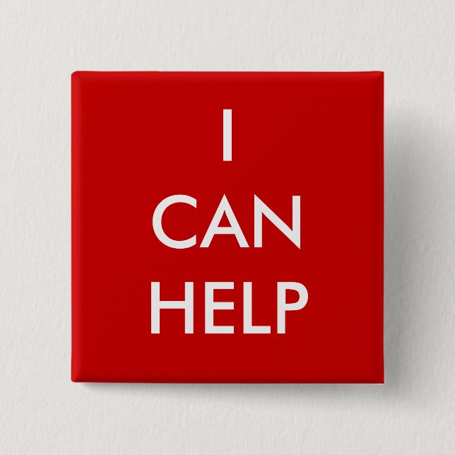 I Can Help  Volunteer Button Charity Event Red (Front)
