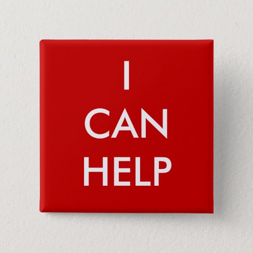 I Can Help  Volunteer Button Charity Event Red