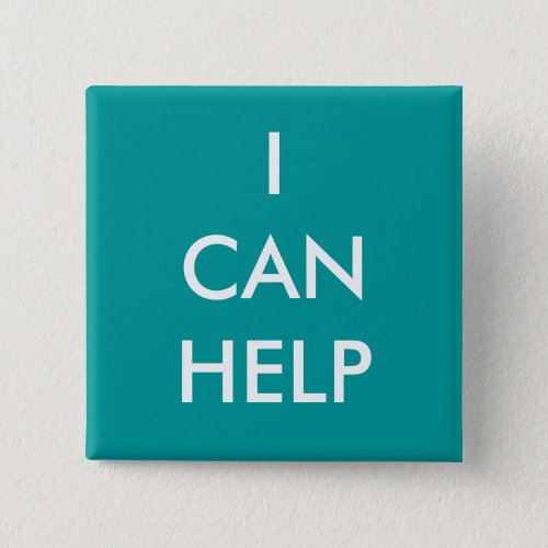 I Can Help  Volunteer Button Charity Events Blue