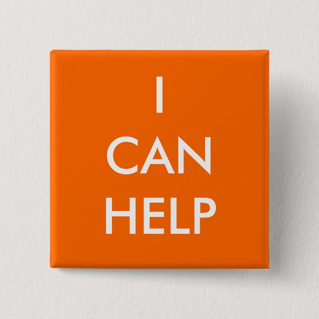 I Can Help  Volunteer Button Charity Events Orange (Front)