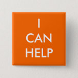 I Can Help  Volunteer Button Charity Events Orange at Zazzle