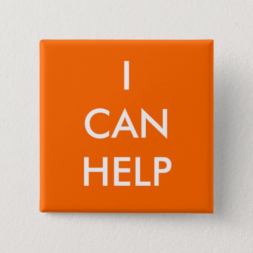 I Can Help  Volunteer Button Charity Events Orange