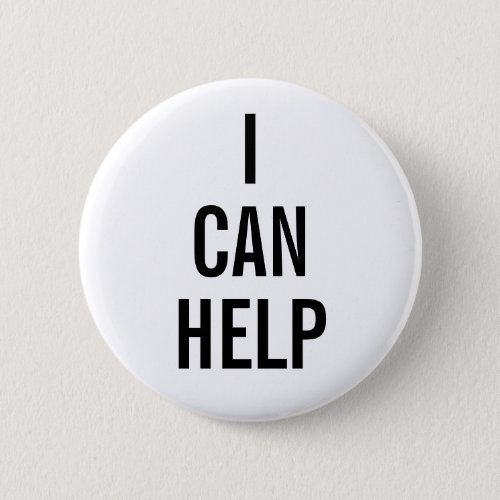 I Can Help Volunteer White Button