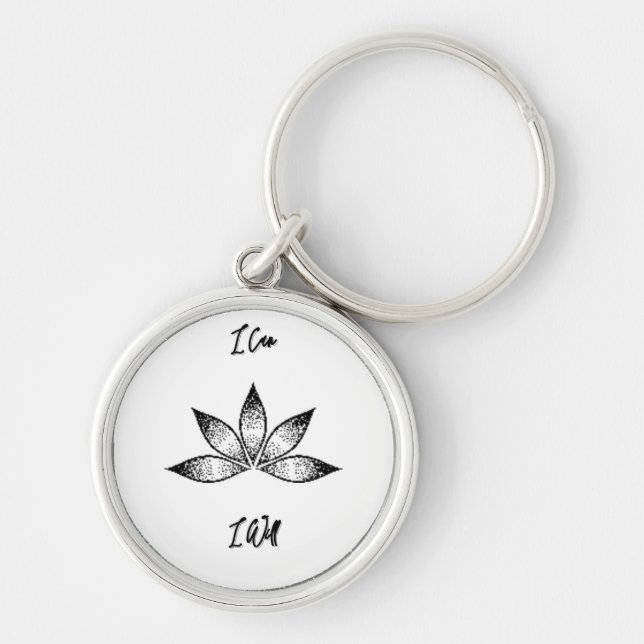 I Can I Will Inspirational Determination Lotus Keychain (Front)
