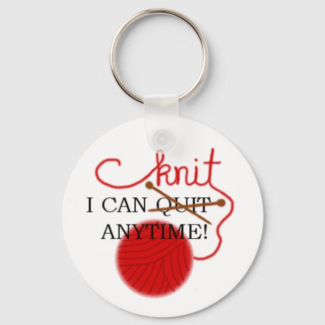I can knit anytime keychain (Front)