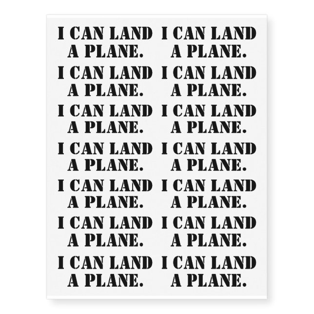 I Can Land A Plane Temporary Tattoos (Front)