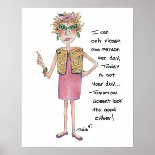 I can only please one fun saying watercolor sketch poster