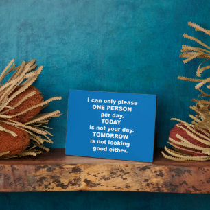 I can only please one person per day plaque