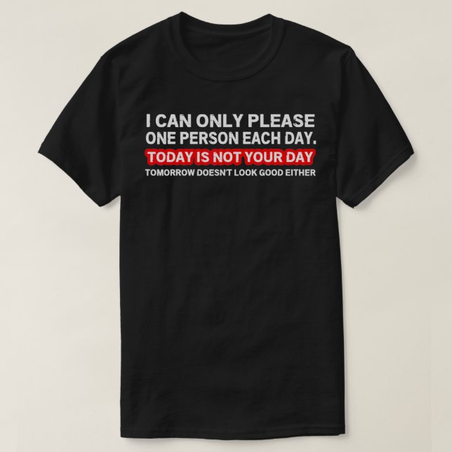 I Can Only Please One Person Per Day Sarcastic Quo T-Shirt (Design Front)