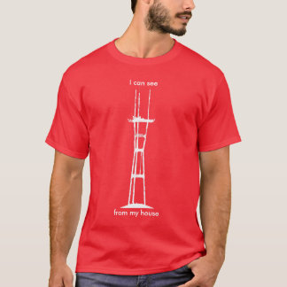I can see Sutro from my house, all-white on red T-Shirt
