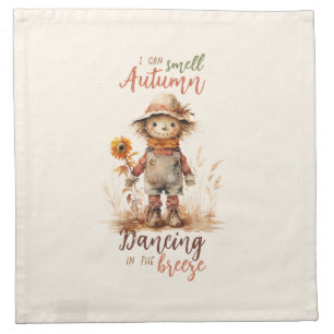 I Can Smell Autumn – Rustic Scarecrow & Sunflower Cloth Napkin