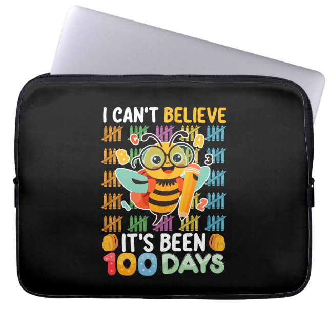 I Can't Believe It's Been 100 Days of School Bee Laptop Sleeve (Front)