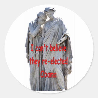 I CAN'T BELIEVE THEY RE-ELECTED OBAMA CLASSIC ROUND STICKER