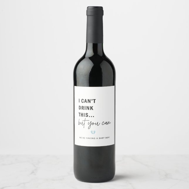 I Cant Drink This Pregnancy Announcement Wine Labe Label (Front)