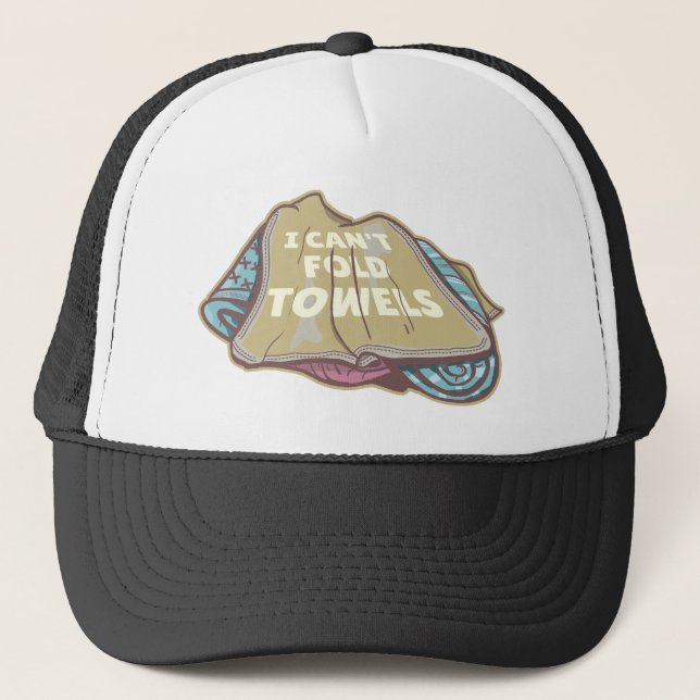 I can't fold towels funny laundry day trucker hat (Front)