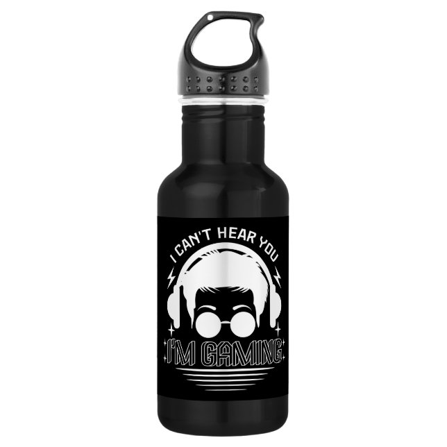 I Can't Hear You I'm Gaming Funny Games Lover Stainless Steel Water Bottle (Front)