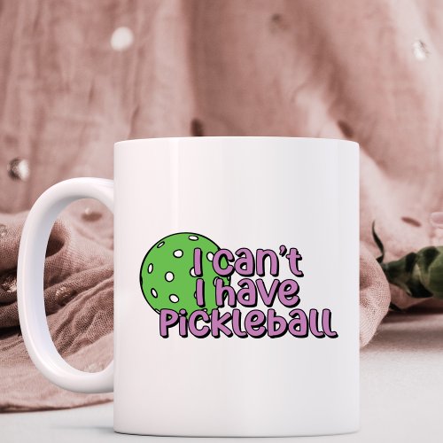 I cant I have pickleball  Purple and Green Coffee Mug