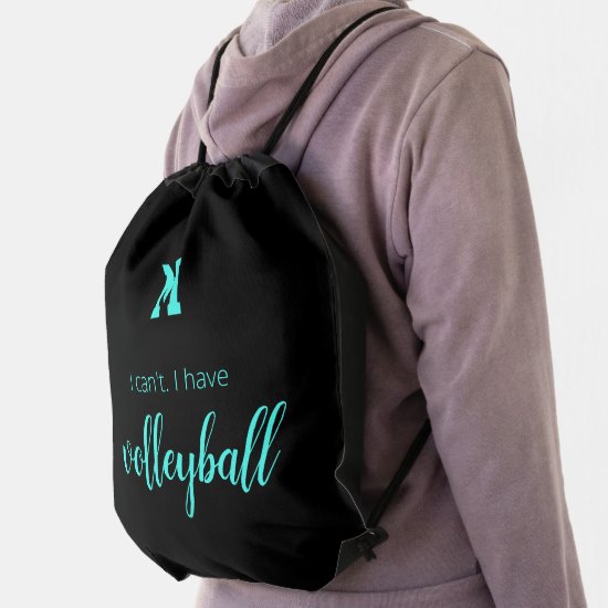 I can't I have volleyball typography girls Drawstring Bag