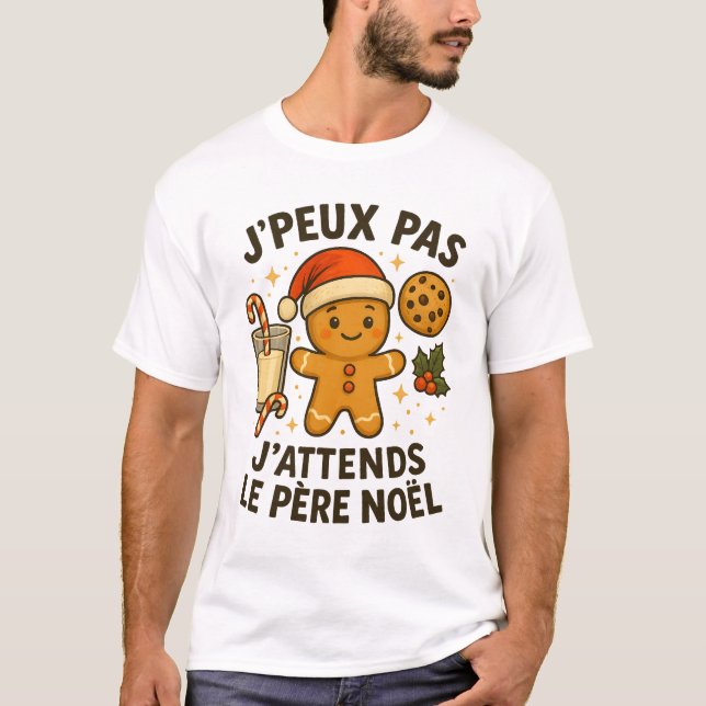 I Can't I'm Waiting For Santa Claus T-Shirt (Front)