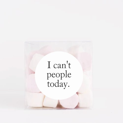 I Cant People Today Minimal Simple Black Quote Classic Round Sticker