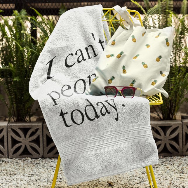 I Can't People Today Minimal Simple Black Quote Hand Towel (Creator Uploaded)