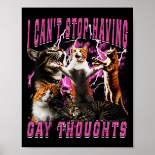 I Can't Stop Having Gay Thoughts Funny Cat Meme Bo Poster
