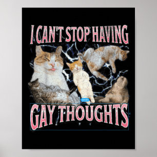 I Can't Stop Having Gay Thoughts Funny Cat Meme Bo Poster