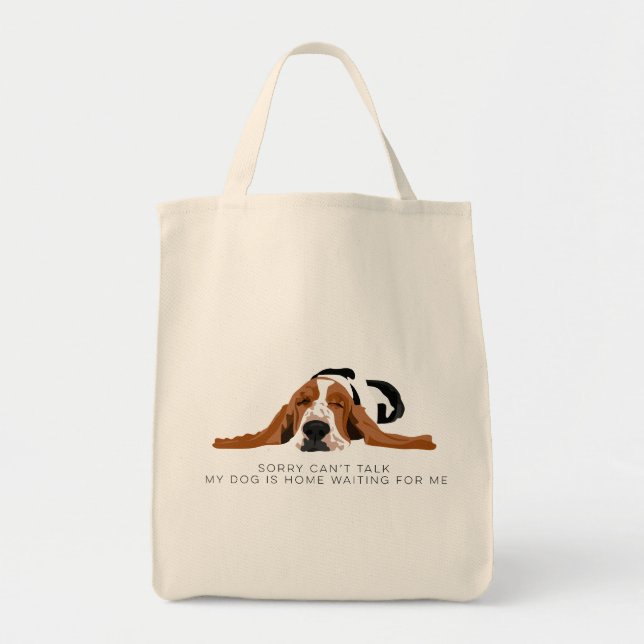 I can't talk Basset hound Tote Bag (Front)