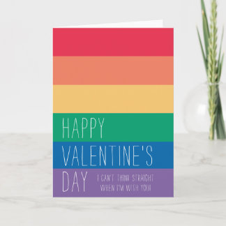 I Can't Think Straight | LGBTQ Rainbow Valentine Holiday Card
