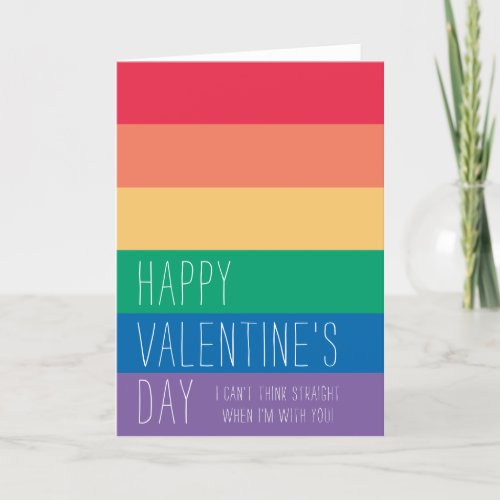 I Cant Think Straight  LGBTQ Rainbow Valentine Holiday Card
