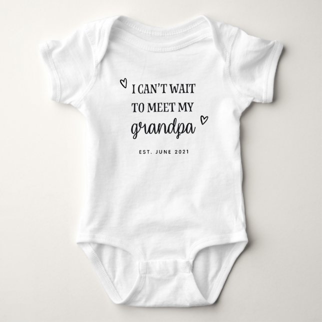 I can't wait to meet my grandpa baby bodysuit (Front)