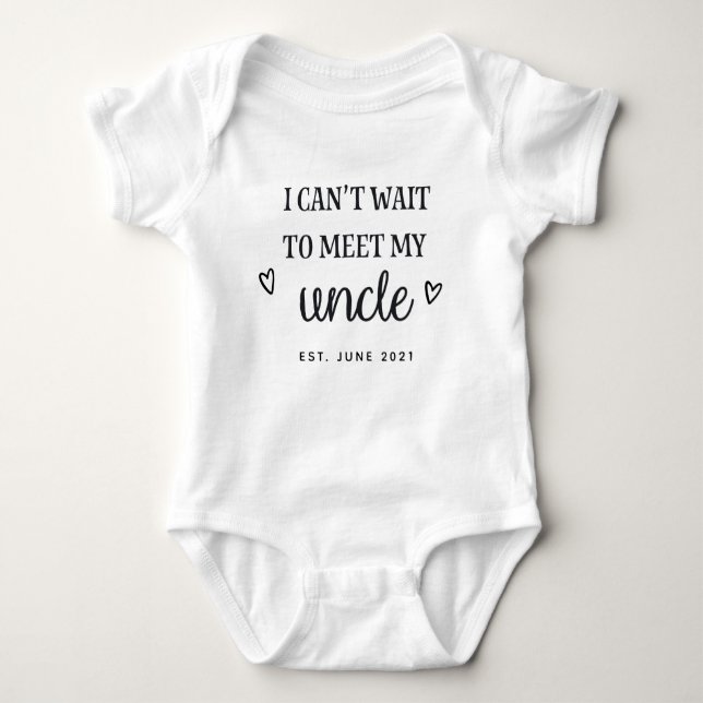 I can't wait to meet my uncle baby bodysuit (Front)