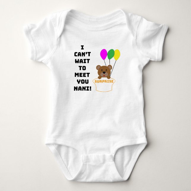I CAN'T WAIT TO MEET YOU NANI BABY ANNOUNCEMENT BA BABY BODYSUIT (Front)