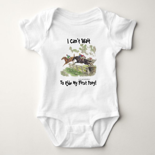 I Can't Wait To Ride My First Pony! Cross-Country Baby Bodysuit (Front)